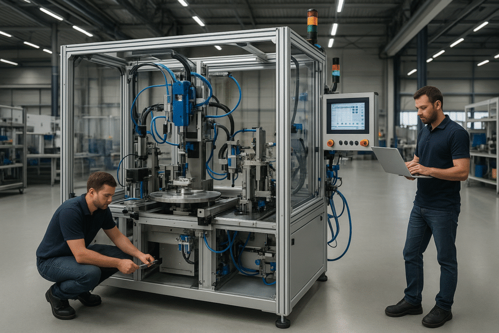 2 Männer vor einer sondermaschinenbau Maschine