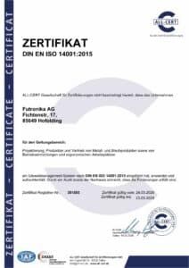 Zertifikat DIN EN ISO 14001:2015